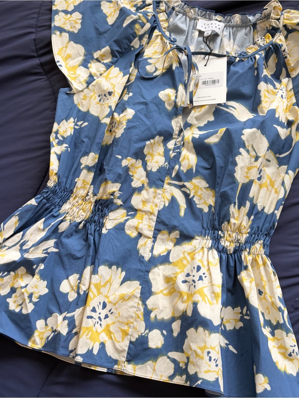 Tanya Taylor Ivana Top in French Blue Multi - Picture 3 of 13